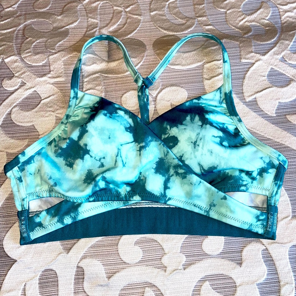Teal Tie-Dye Pink Sports Bra